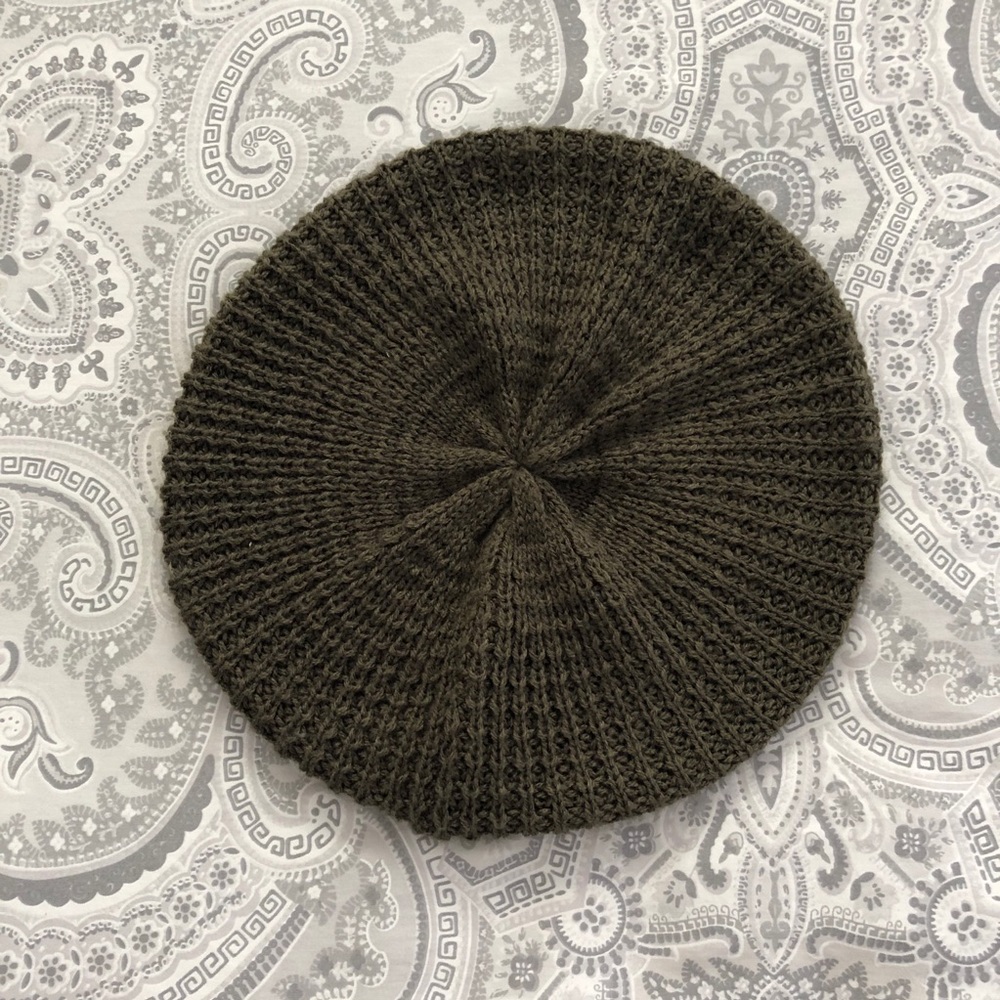 NORDSTROM Olive Green Knit Beanie Beret